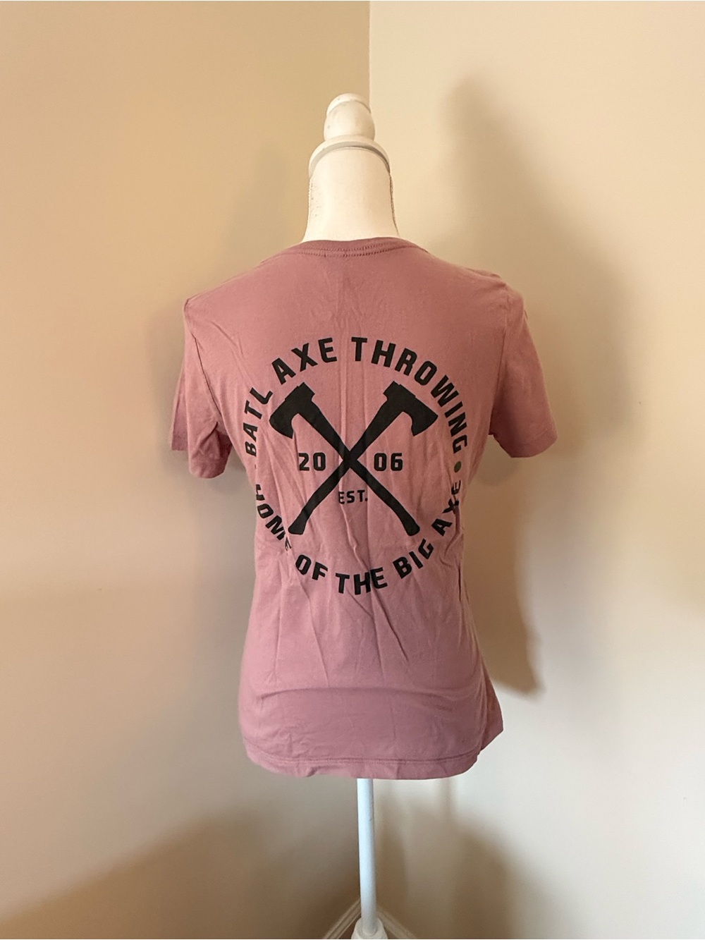 Mauve Crewneck Tee with Black Axe Graphic